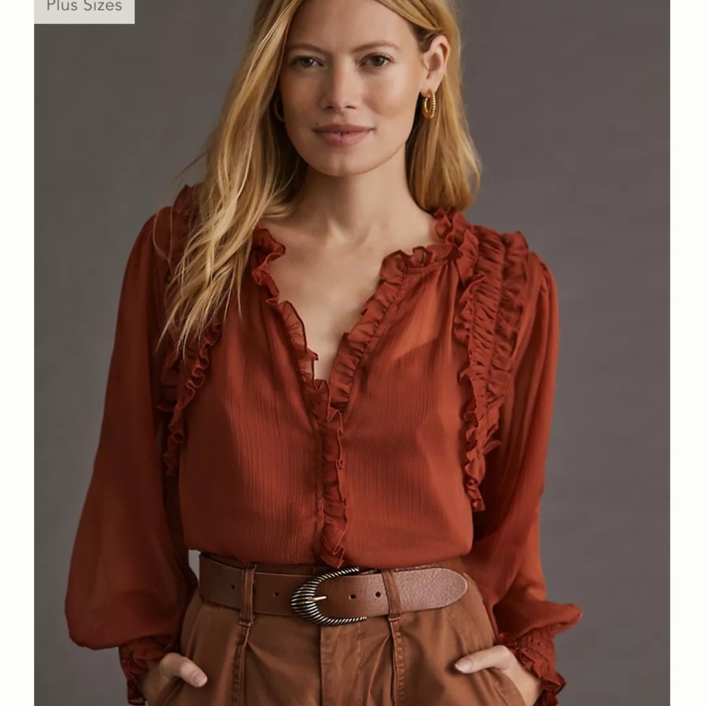 Anthropologie (Forever That Girl) NWT Harvest Ruffle Blouse in M